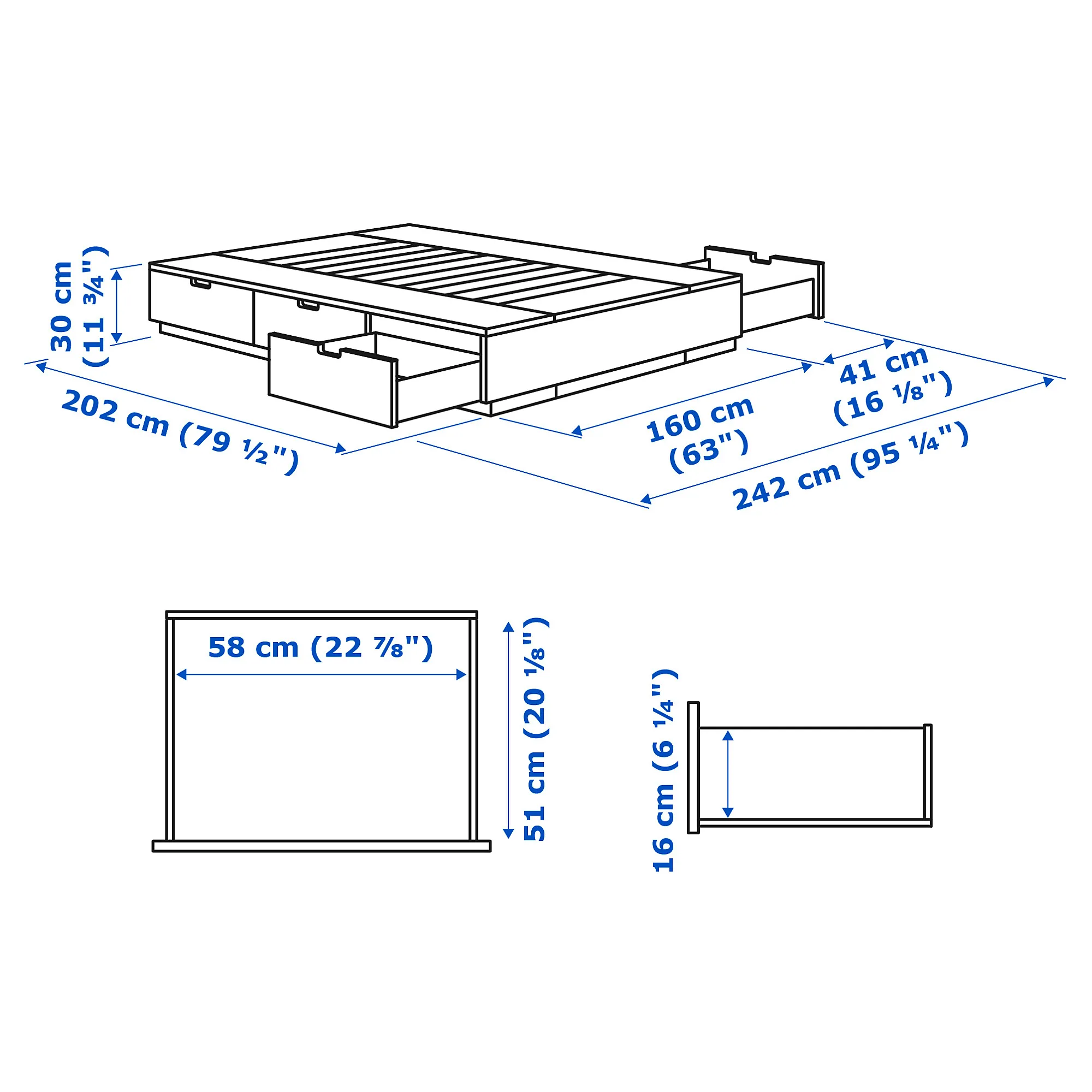 NORDLI 床框附床底收納盒