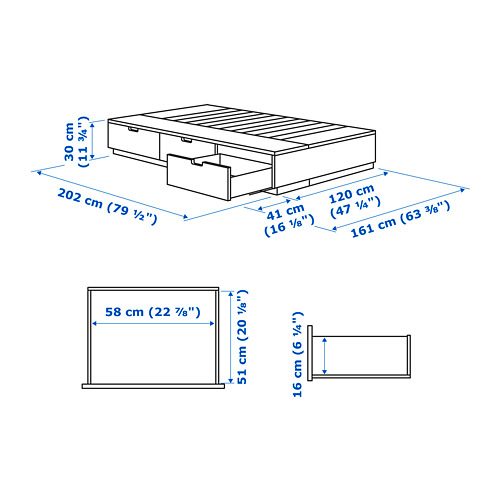 NORDLI 床框附床底收納盒