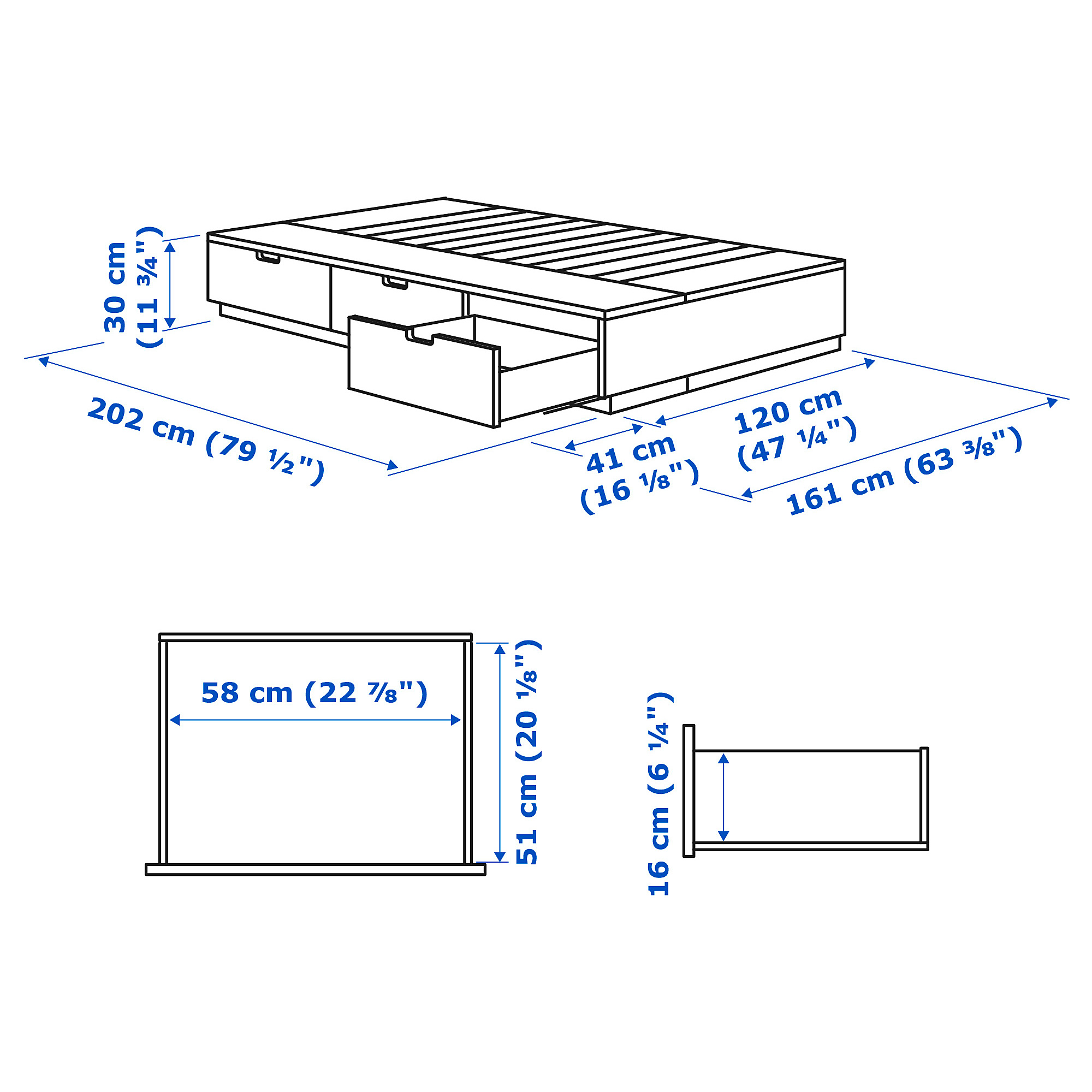 NORDLI 床框附床底收納盒