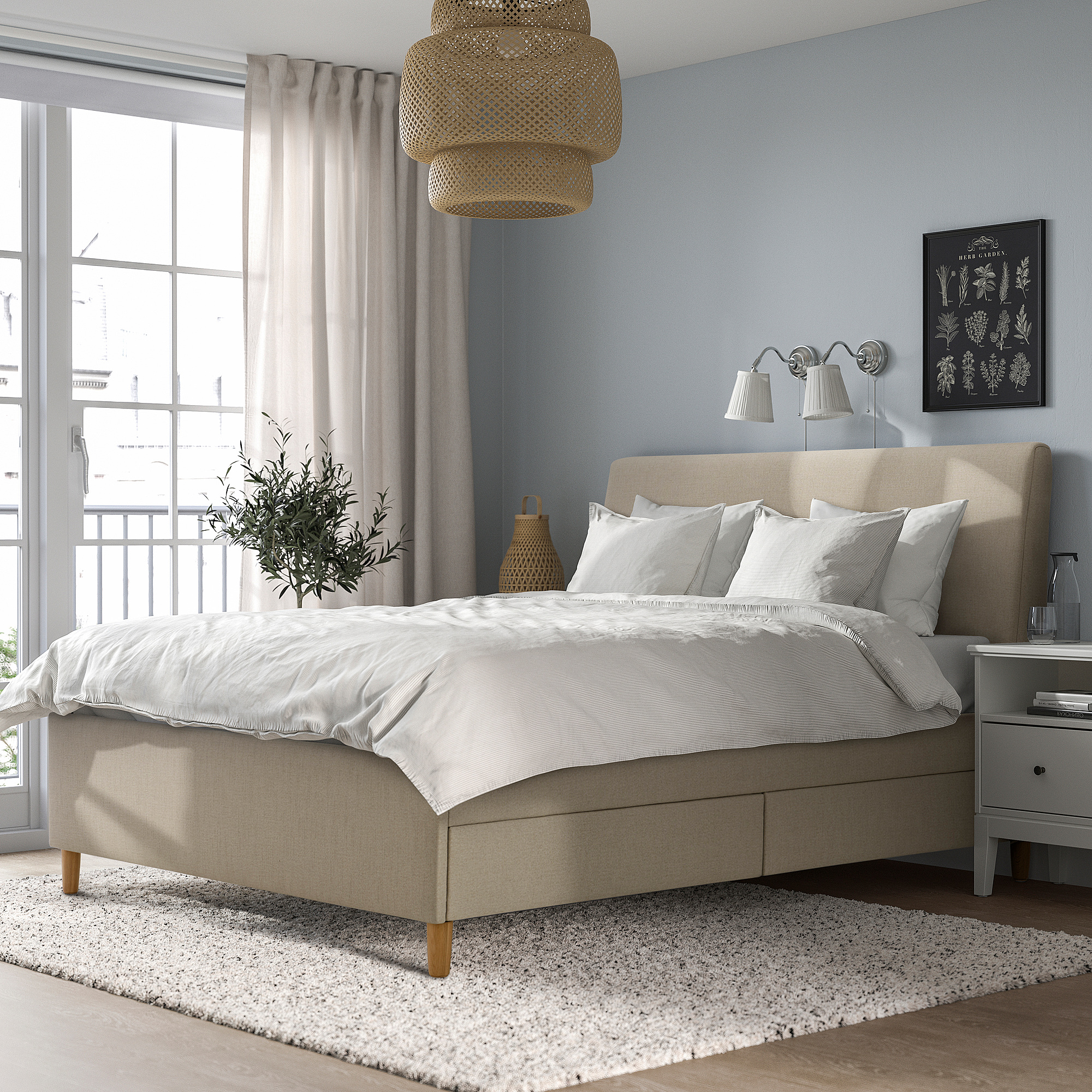 IDANÄS upholstered storage bed