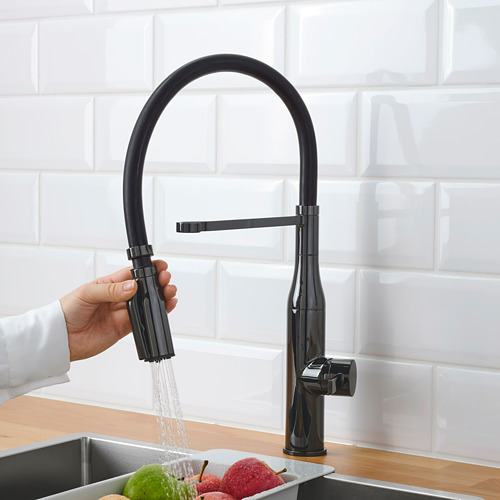 TOLLSJÖN - kitchen mixer tap/handspray, black polished metal | IKEA Taiwan Online - PE733826_S4
