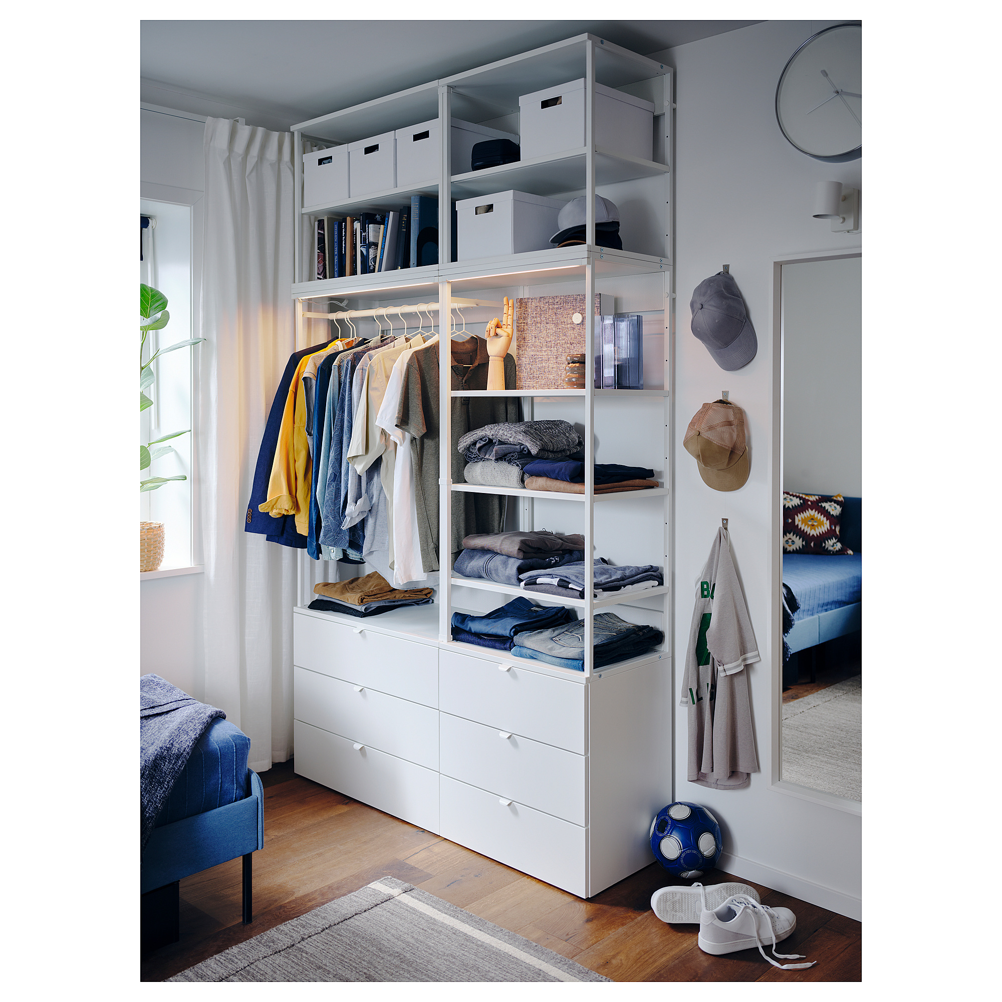 PLATSA wardrobe with 6 drawers