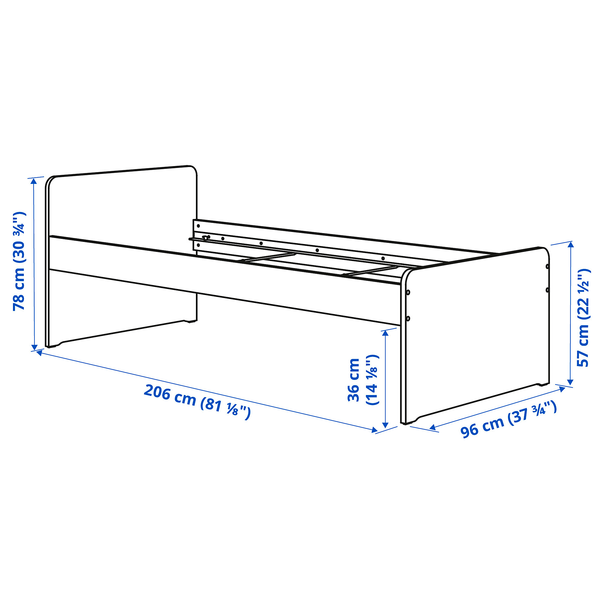 SLÄKT bed frame with 3 storage boxes