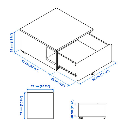 SLÄKT bed frame with 3 storage boxes