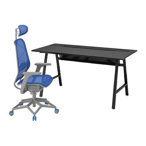 UTESPELARE/STYRSPEL - 電競桌/椅, 黑色 藍色/淺灰色 | IKEA 線上購物 - PE874857_S4