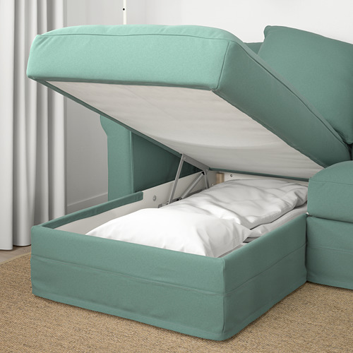 GRÖNLID - 4-seat sofa with chaise longue, Ljungen light green | IKEA Taiwan Online - PE669696_S4