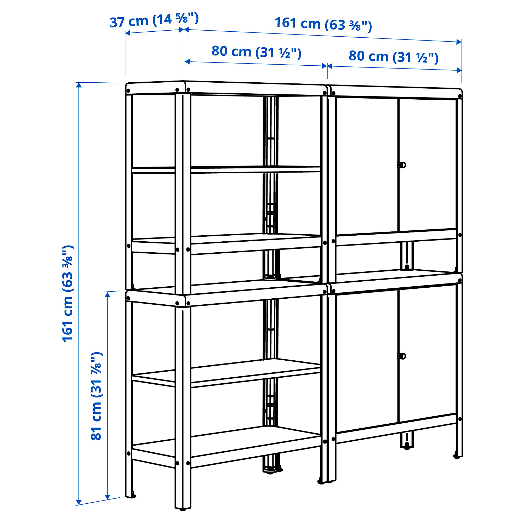 KOLBJÖRN shelving unit with 2 cabinets