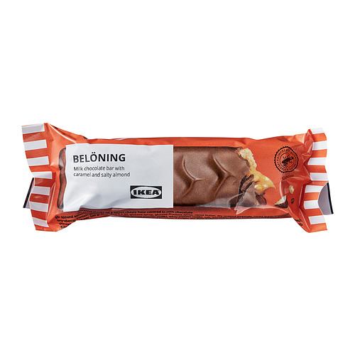 BELÖNING - milk chocolate bar, w caramel and salty almond filling Rainforest Alliance Certified, 45 g | IKEA Taiwan Online - PE874958_S4