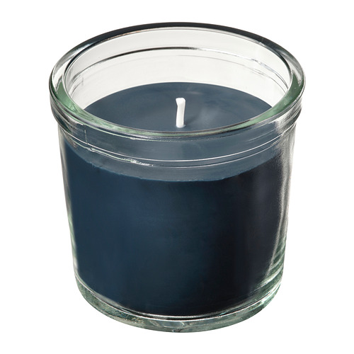 FRUKTSKOG - scented candle in glass, Vetiver & geranium/black-turquoise, 20 hr | IKEA Taiwan Online - PE914790_S4