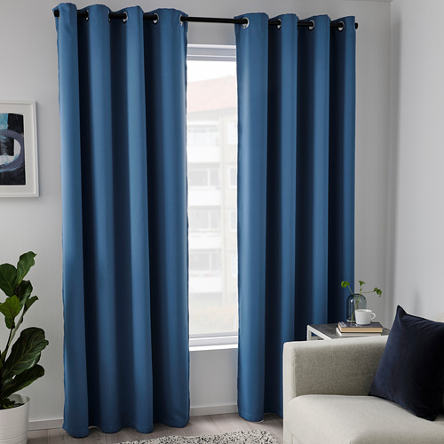 HILLEBORG - room darkening curtains, 1 pair, blue | IKEA Taiwan Online - PE788478_S4