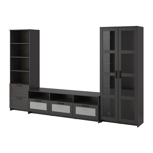 BRIMNES - TV storage combination/glass doors, black, 320x41x190 cm | IKEA Taiwan Online - PE734355_S4