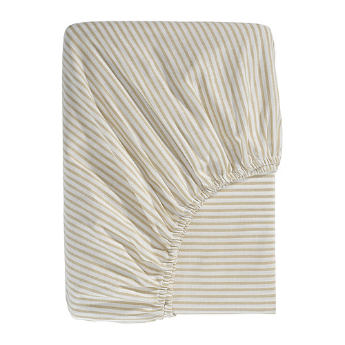 SOLFIBBLA - fitted sheet, white beige/stripe, 180x200 cm | IKEA Taiwan Online - PE979203_S4