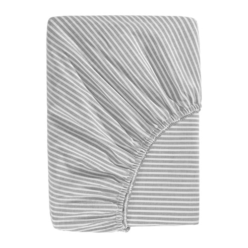 SOLFIBBLA - fitted sheet, grey white/stripe, 150x200 cm | IKEA Taiwan Online - PE979206_S4