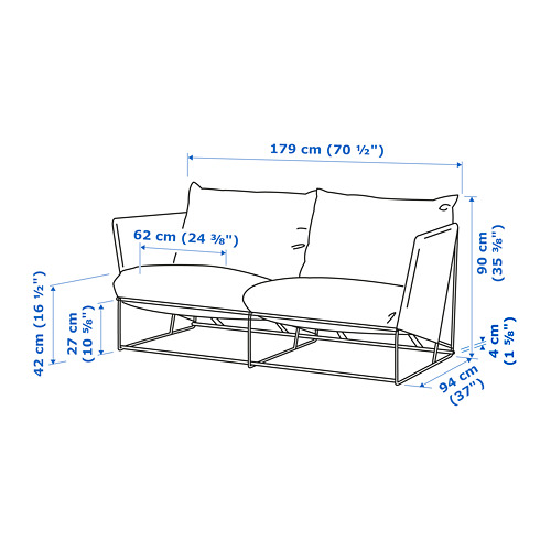 HAVSTEN/LÅGASKÄR 2-seat conversation set, outdoor