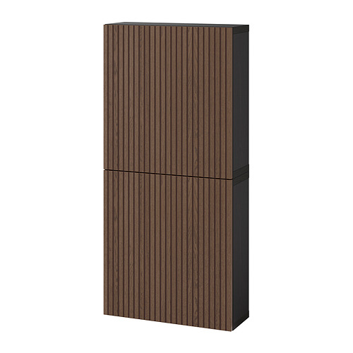 BESTÅ - wall cabinet with 2 doors, black-brown Björköviken/brown stained oak veneer | IKEA Taiwan Online - PE833495_S4