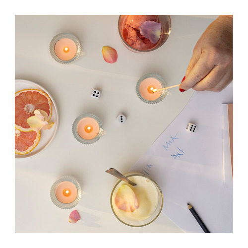 ÄDELSYREN scented tealight, grapefruit & rose/pale pink, 3.5 hr