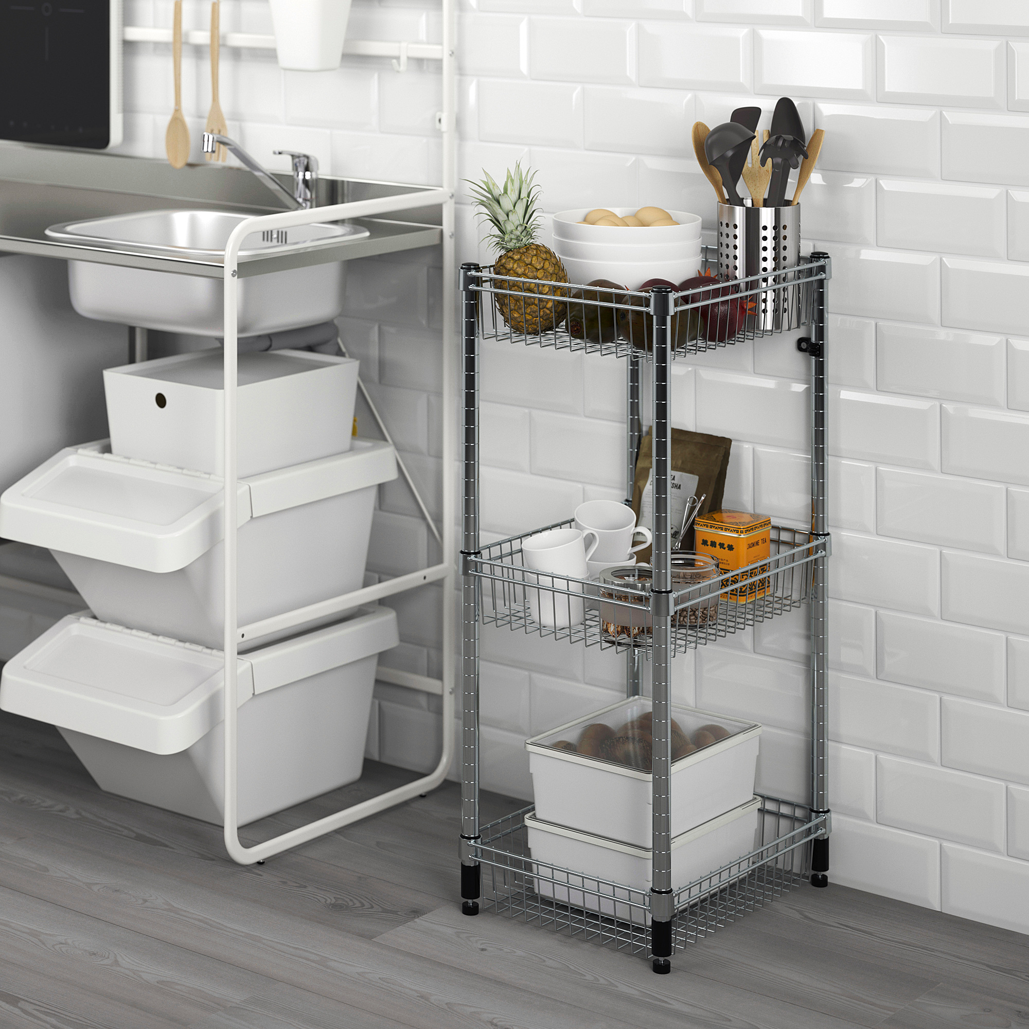 OMAR shelving unit with 3 baskets