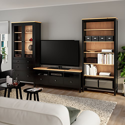 HEMNES - 電視收納組合, 淺棕色/透明玻璃 | IKEA 線上購物 - PE769481_S3