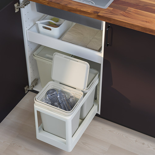 HÅLLBAR - waste sorting solution, with pull-out/light grey | IKEA Taiwan Online - PE788622_S4