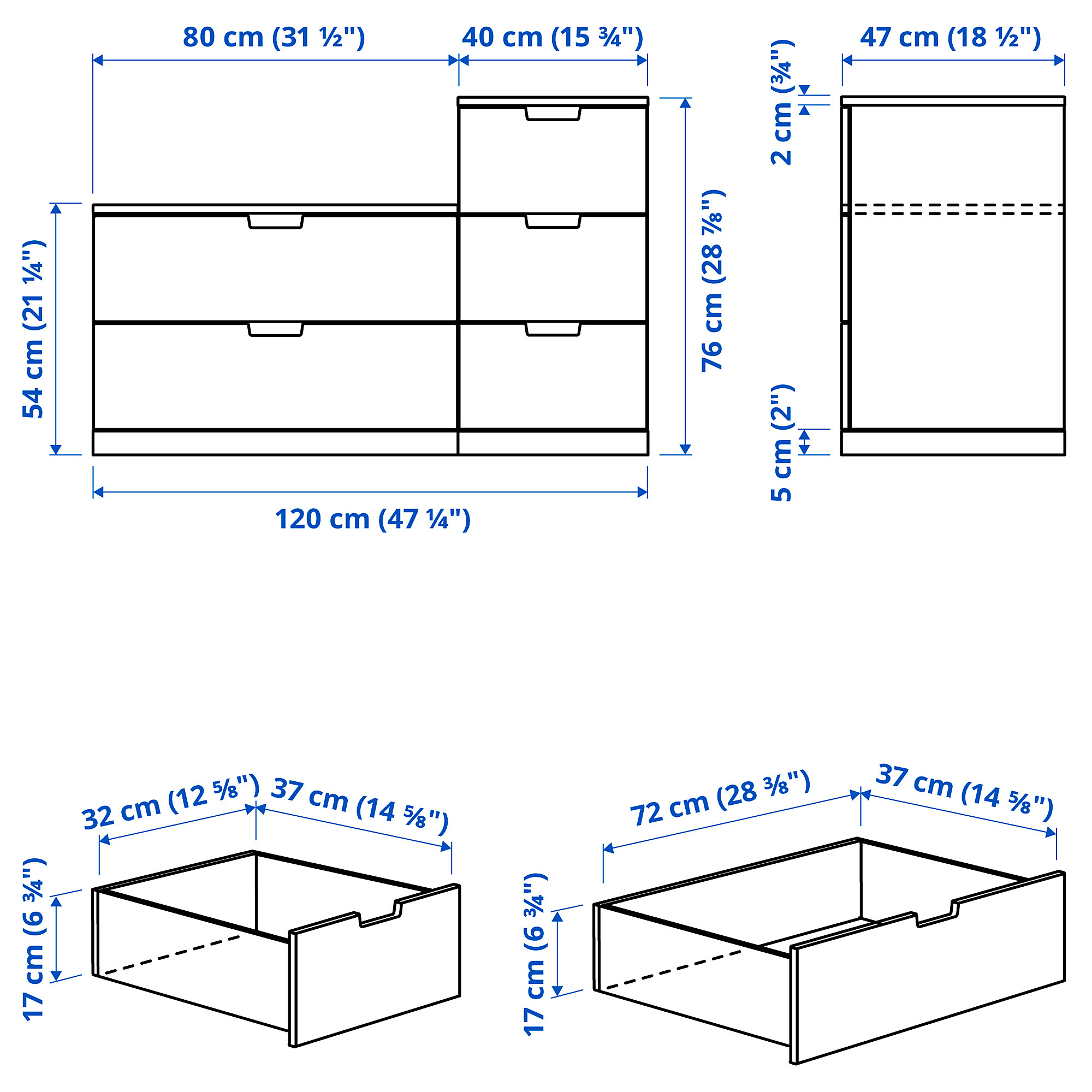 NORDLI chest of 5 drawers