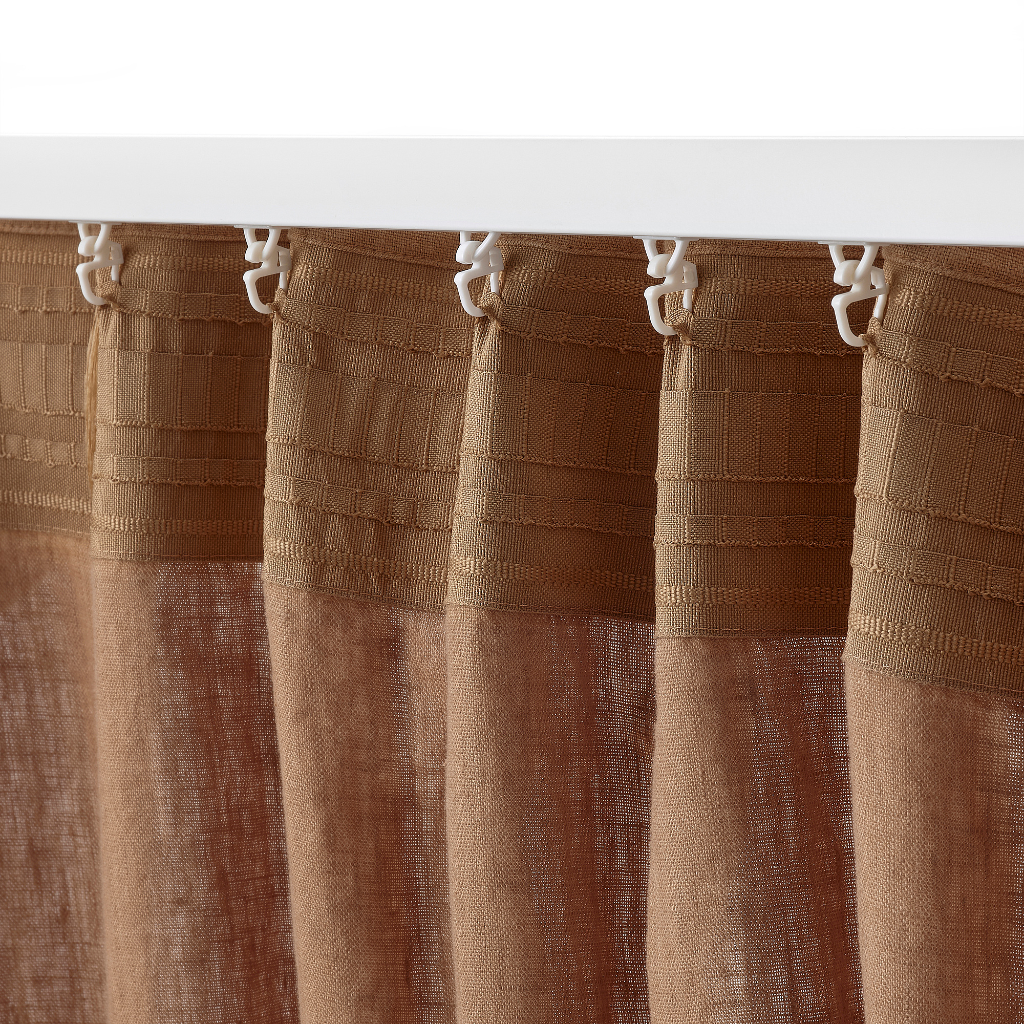 DYTÅG - curtains, 1 pair, dark beige/with heading tape DYTÅG - curtains, 1 pair, dark beige/with heading tape