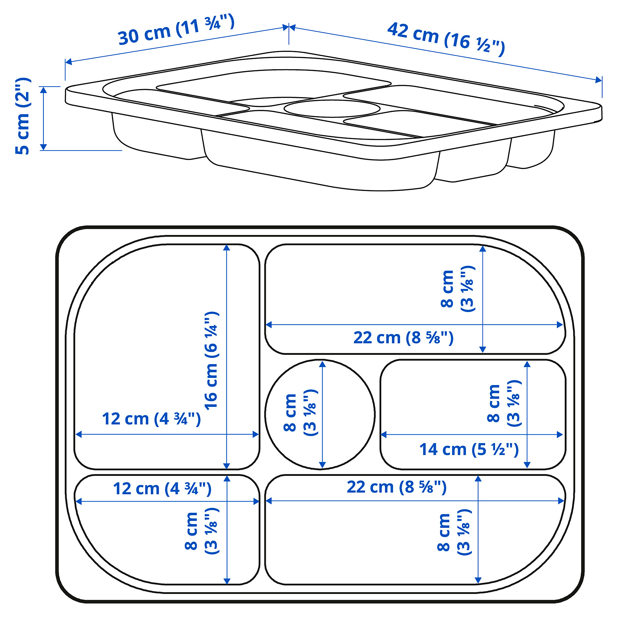 TROFAST storage tray with compartments