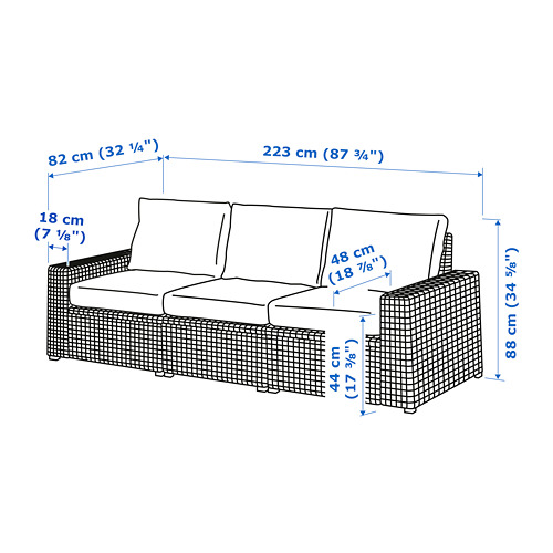 SOLLERÖN - 3-seat modular sofa, outdoor, brown/Frösön/Duvholmen beige | IKEA Taiwan Online - PE734806_S4
