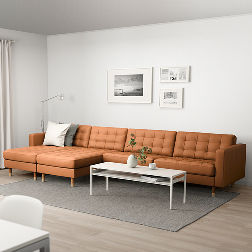 LANDSKRONA - 5-seat sofa, with chaise longues/Grann/Bomstad golden-brown/wood | IKEA Taiwan Online - PE680401_S4