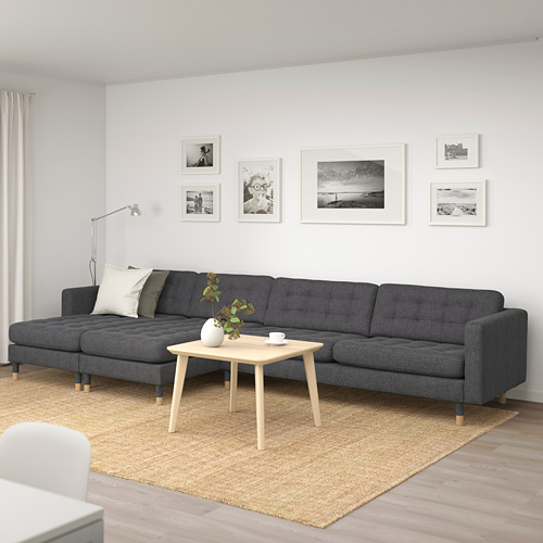 LANDSKRONA - 5-seat sofa, with chaise longues/Gunnared dark grey/wood | IKEA Taiwan Online - PE680405_S4