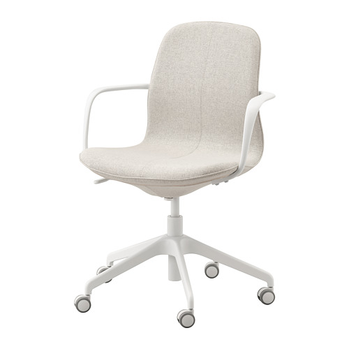 LÅNGFJÄLL - office chair with armrests, Gunnared beige/white | IKEA Taiwan Online - PE734844_S4