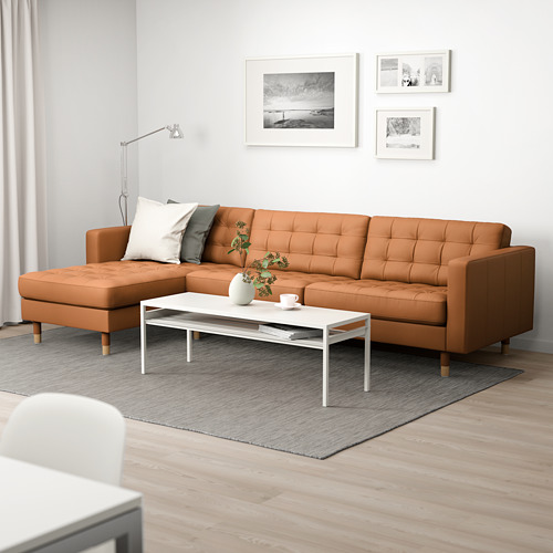 LANDSKRONA - 4-seat sofa, with chaise longue/Grann/Bomstad golden-brown/metal | IKEA Taiwan Online - PE680336_S4
