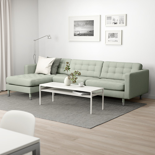 LANDSKRONA - 4-seat sofa, with chaise longue/Gunnared light green/metal | IKEA Taiwan Online - PE680346_S4