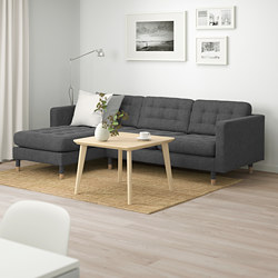 LANDSKRONA - 3-seat sofa, with chaise longue/Grann/Bomstad dark beige/wood | IKEA Taiwan Online - PE684299_S3