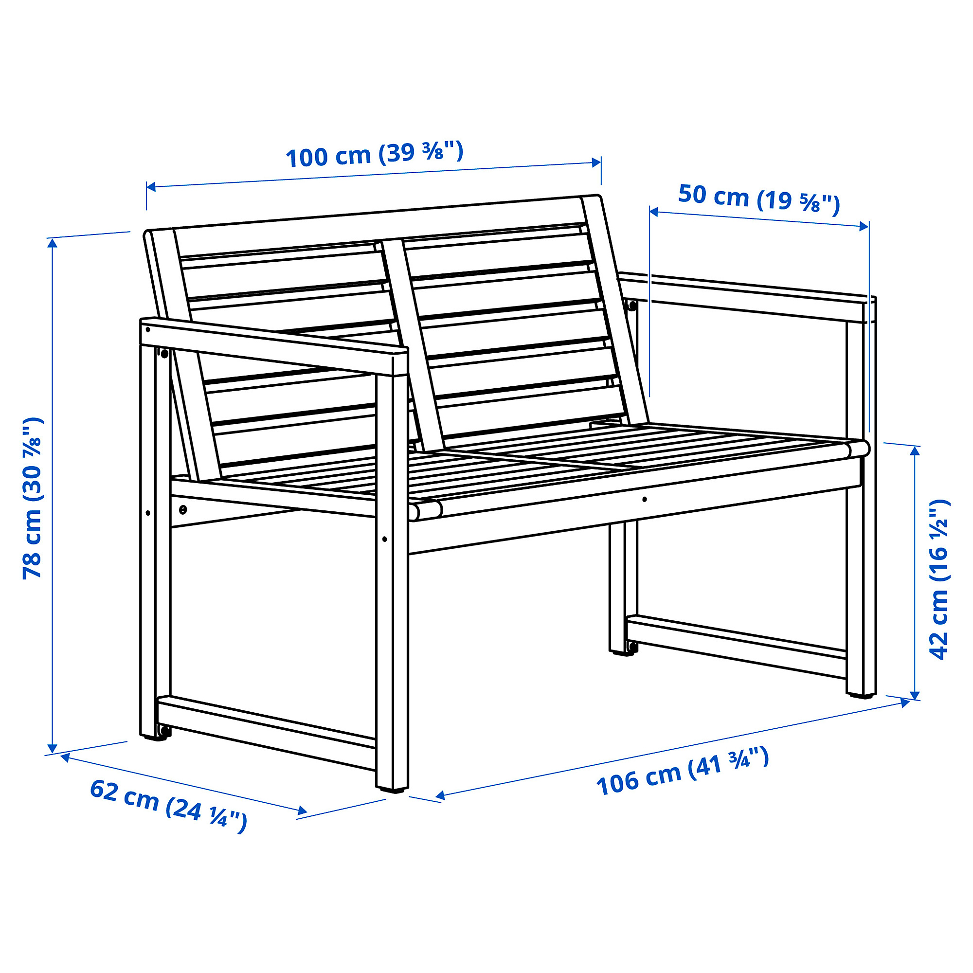 NÄMMARÖ bench with backrest, outdoor