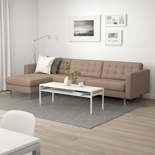 LANDSKRONA - 4-seat sofa, with chaise longue/Grann/Bomstad dark beige/metal | IKEA Taiwan Online - PE684302_S4