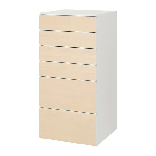 SMÅSTAD/PLATSA - chest of 6 drawers, white/birch, 60x57x123 cm | IKEA Taiwan Online - PE788856_S4