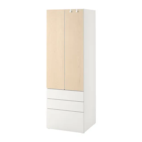 SMÅSTAD/PLATSA - 衣櫃/衣櫥, 白色/樺木 附3個抽屜, 60x57x181 公分 | IKEA 線上購物 - PE788888_S4
