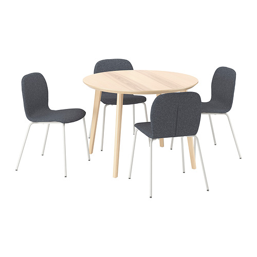 LISABO/KARLPETTER - table and 4 chairs, ash veneer/Gunnared medium grey white, 105 cm | IKEA Taiwan Online - PE944019_S4