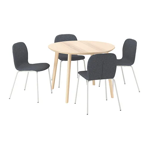 LISABO/KARLPETTER - 餐桌附4張餐椅, 實木貼皮 梣木/Gunnared中灰色 白色, 105 公分 | IKEA 線上購物 - PE944019_S4
