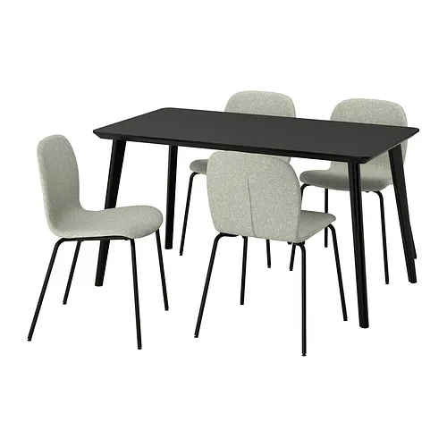 LISABO/KARLPETTER - 餐桌附4張餐椅, 黑色/Gunnared淺綠色 黑色, 140x78 公分 | IKEA 線上購物 - PE944022_S4