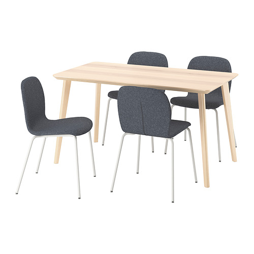 LISABO/KARLPETTER - table and 4 chairs, ash veneer/Gunnared medium grey white, 140x78 cm | IKEA Taiwan Online - PE944034_S4