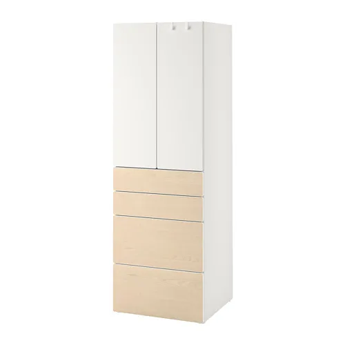 SMÅSTAD/PLATSA - 衣櫃/衣櫥, 白色/樺木 附四個抽屜, 60x57x181 公分 | IKEA 線上購物 - PE788914_S4