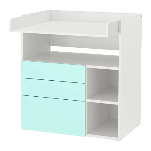 SMÅSTAD - changing table, white pale turquoise/with 3 drawers, 90x79x100 cm | IKEA Taiwan Online - PE788938_S4