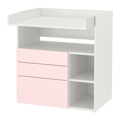 SMÅSTAD - 嬰兒尿布更換桌, 白色 淺粉紅色/附3個抽屜 | IKEA 線上購物 - PE788939_S4