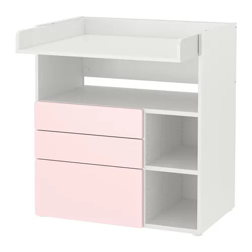 SMÅSTAD - changing table, white pale pink/with 3 drawers, 90x79x100 cm | IKEA Taiwan Online - PE788939_S4