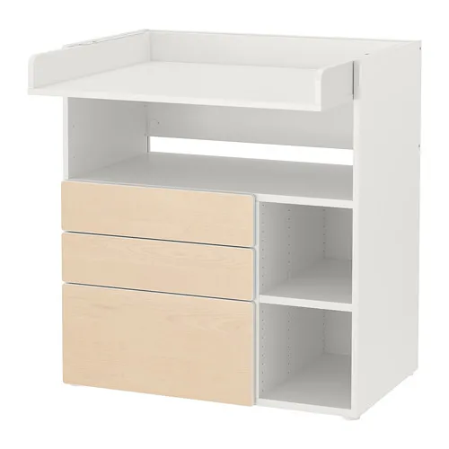 SMÅSTAD - 嬰兒尿布更換桌, 白色 樺木/附3個抽屜, 90x79x100 公分 | IKEA 線上購物 - PE788945_S4