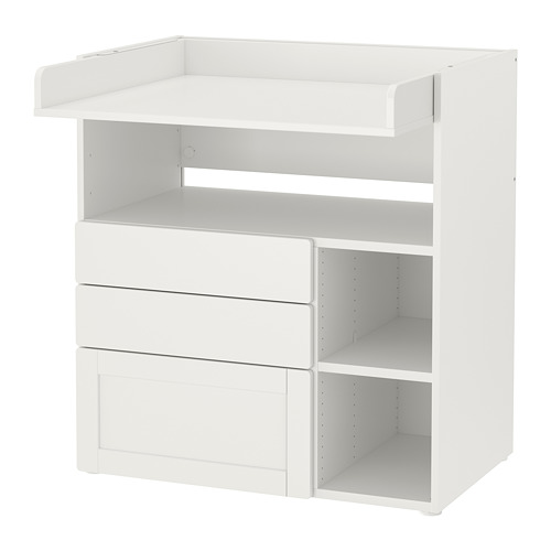 SMÅSTAD - 嬰兒尿布更換桌, 白色 附框/附3個抽屜 | IKEA 線上購物 - PE788946_S4