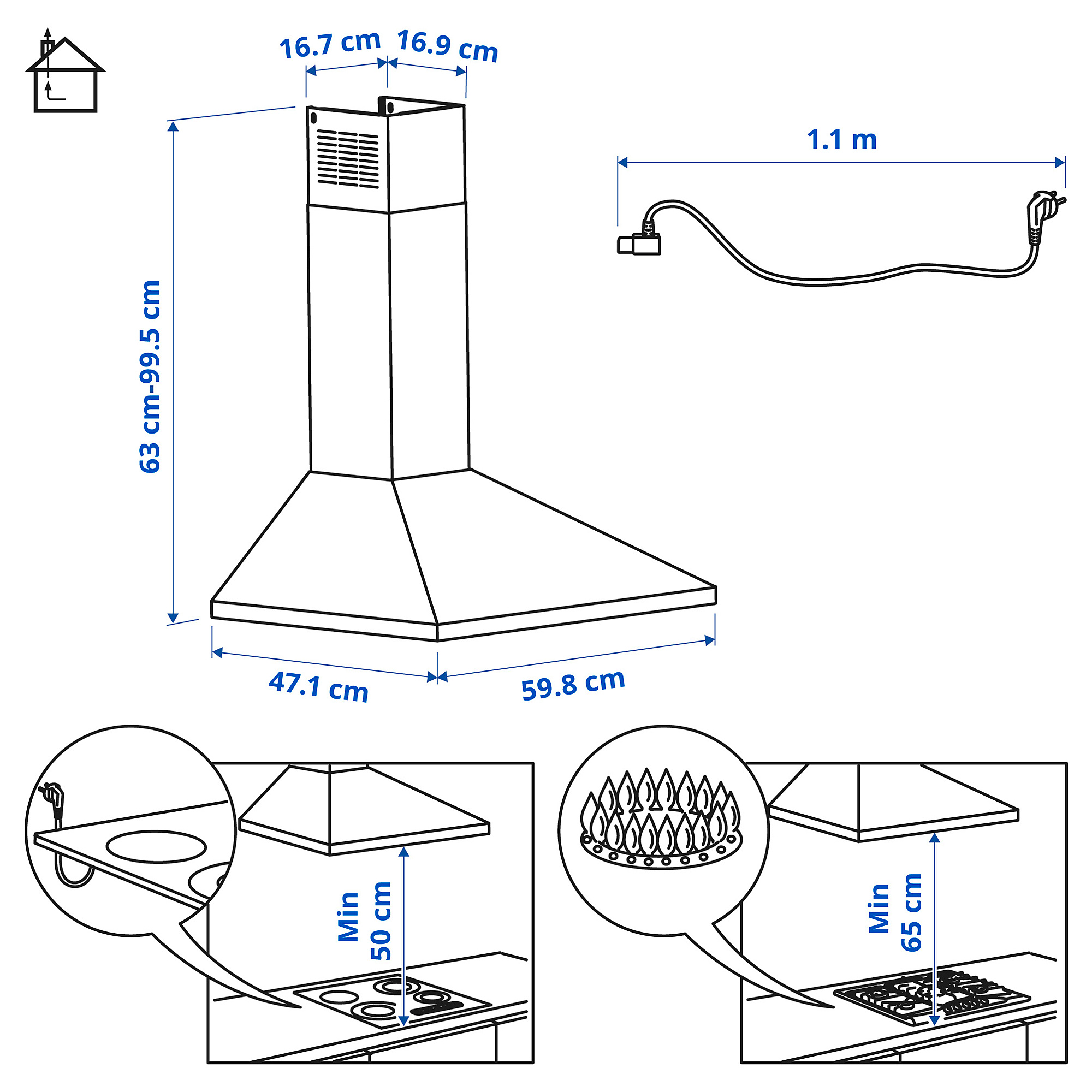 RYTMISK wall mounted extractor hood