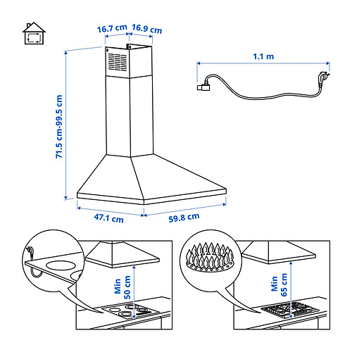 RYTMISK wall mounted extractor hood