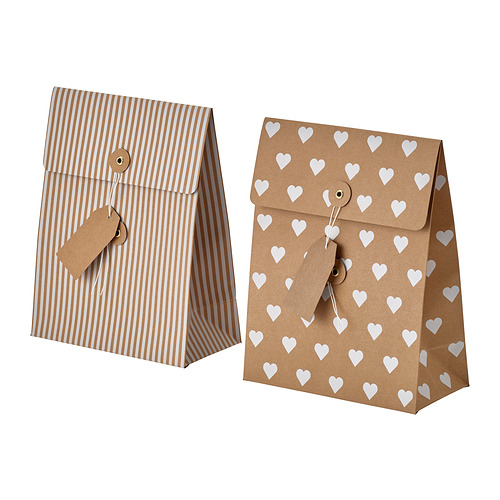 VINTERFINT - gift bag, mixed patterns brown, 20x26 cm | IKEA Taiwan Online - PE944042_S4